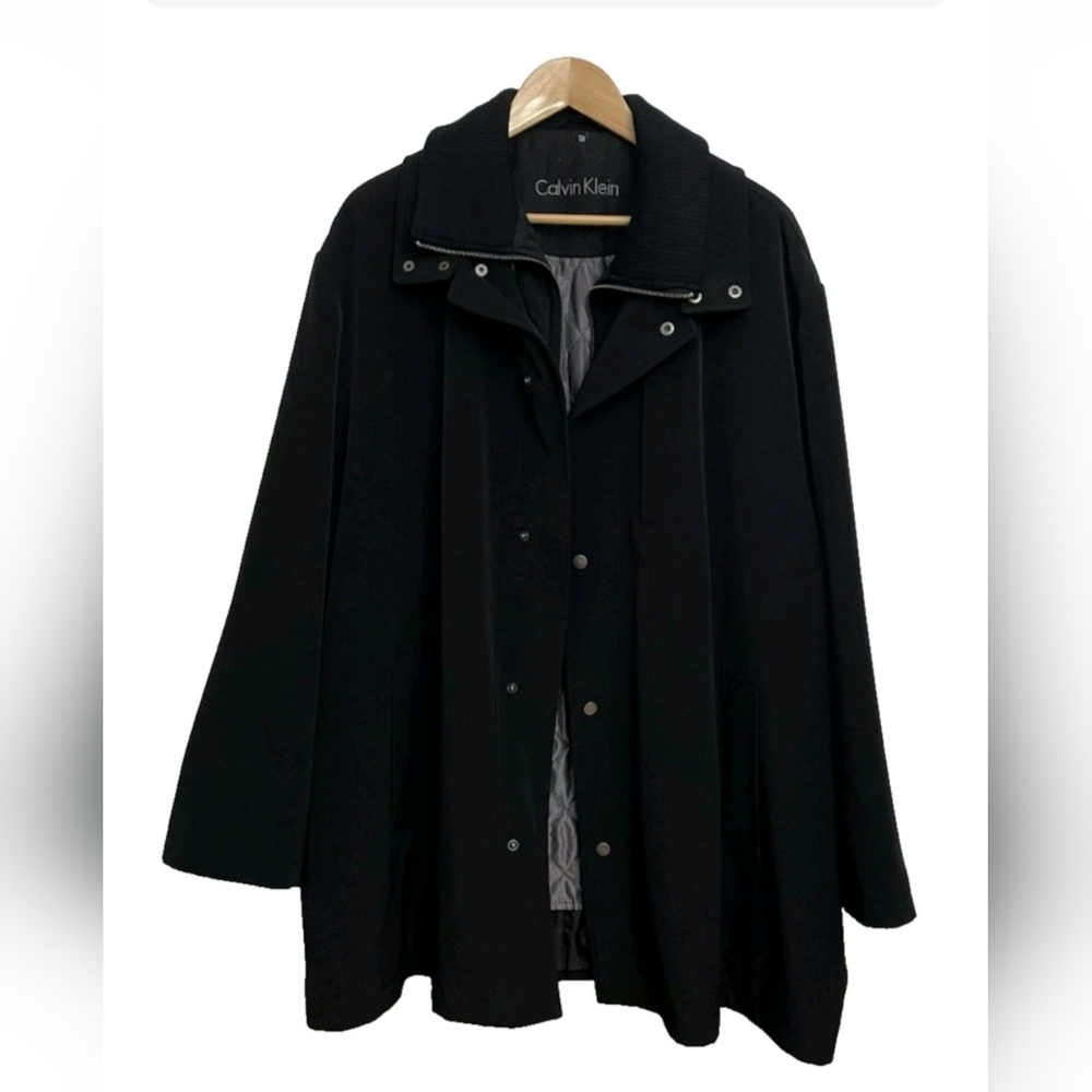 Calvin Klein Men's Coat Black Sz 52R Lined Water Resistant Removable Warmer